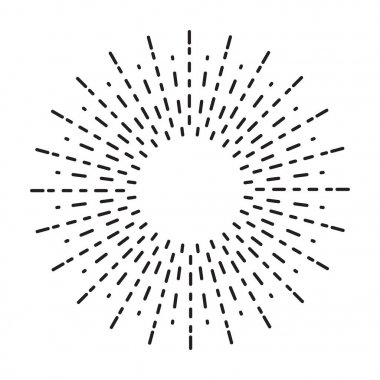Doğrusal çizim Vintage Sunbursts veya hippi tarzı ışık ışınları