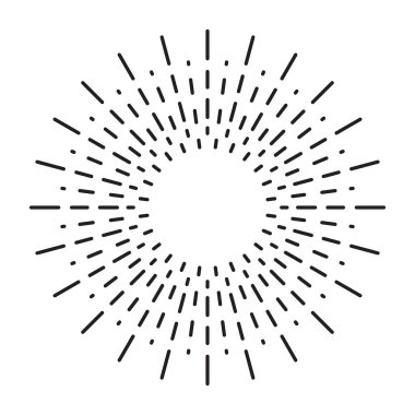 Doğrusal çizim Vintage Sunbursts veya hippi tarzı ışık ışınları