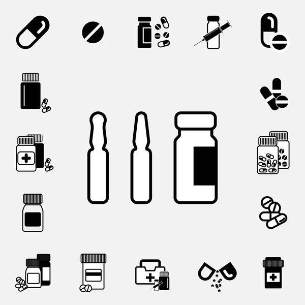 Tıbbi ampül veya aşı Icon set