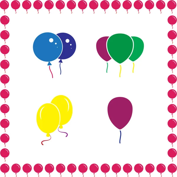 Иконы воздушных шаров для вечеринок на белом фоне — стоковый вектор