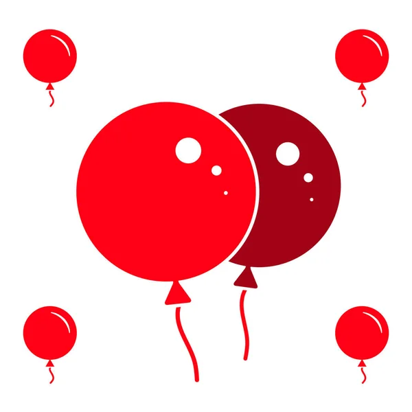 Ícones de balão do partido vermelho isolados no fundo branco — Vetor de Stock