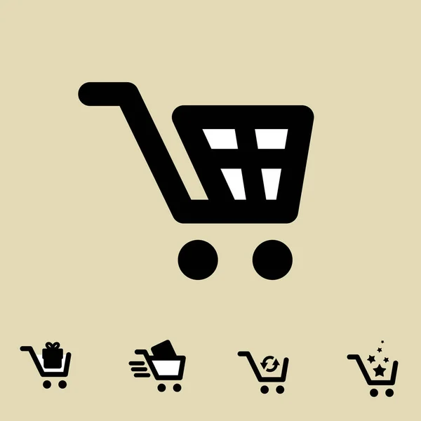 Carrinho de Compras Icon Set Isolado — Vetor de Stock