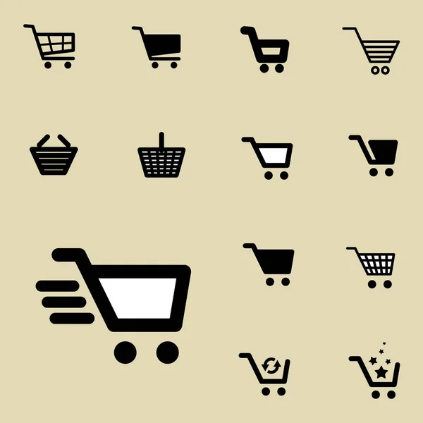 Shopping Cart pictogrammenset geïsoleerd — Stockvector