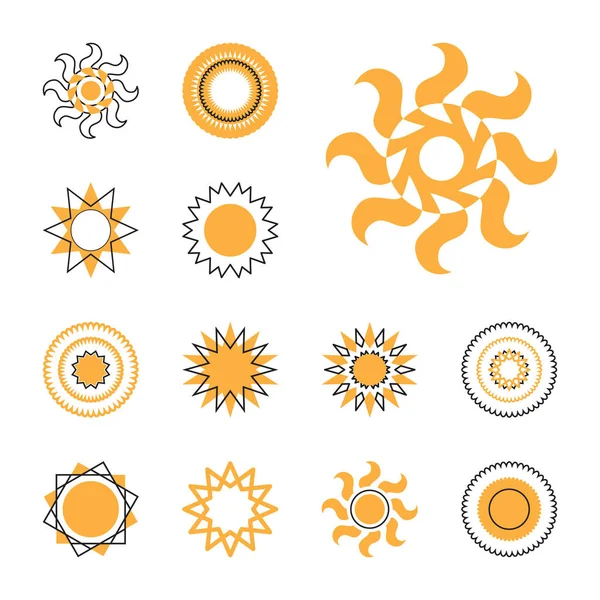 Conjunto de iconos de vector sol — Vector de stock