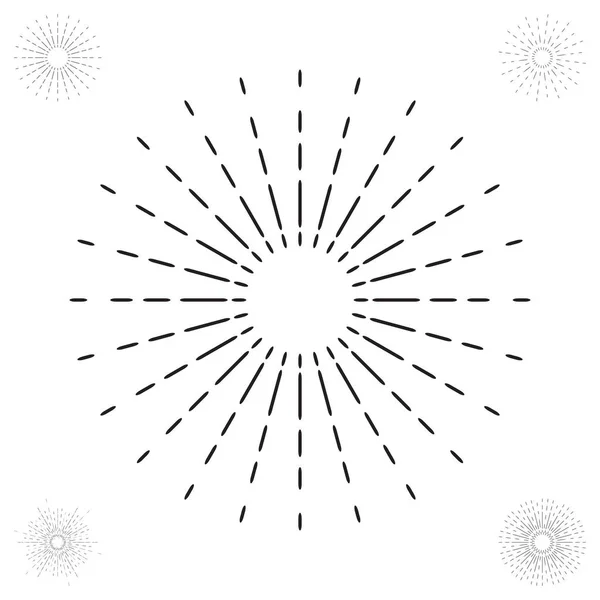 Liniowy rysunku z rocznika Sunbursts lub promieni światła w stylu Hipster — Wektor stockowy