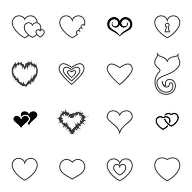 Kalp siyah ve beyaz simgesi