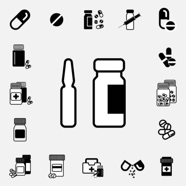 Tıbbi ampül veya aşı Icon set