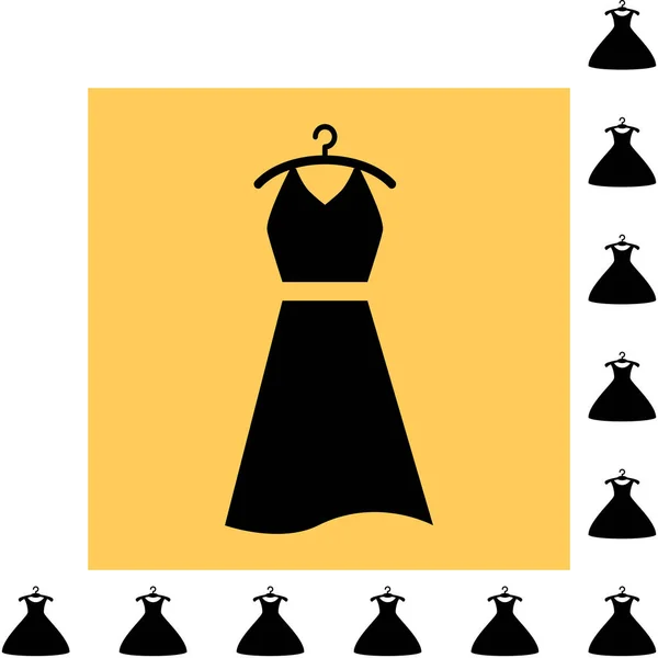 Partito moda abito icona o silhouette con appendiabiti isolato — Vettoriale Stock