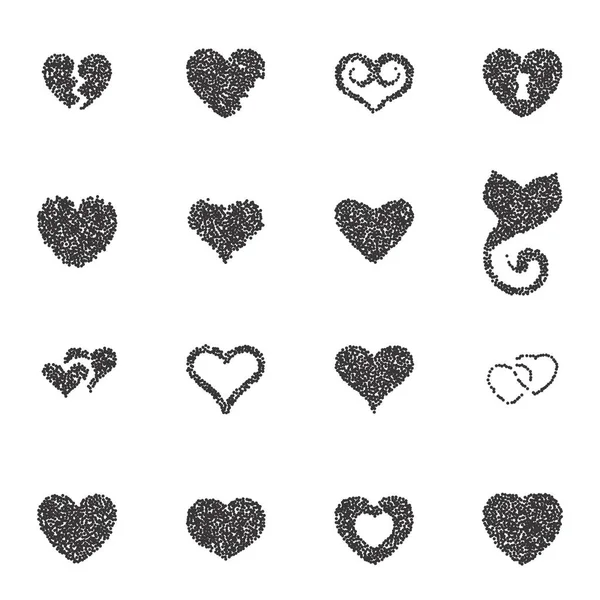 Corazón negro y blanco icono — Vector de stock