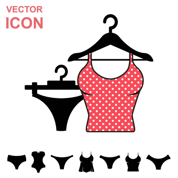 Conjunto de Lencería Vector Icono sobre fondo blanco. Ropa interior juvenil moderna — Archivo Imágenes Vectoriales