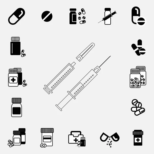 Ícone de seringa preto e branco — Vetor de Stock