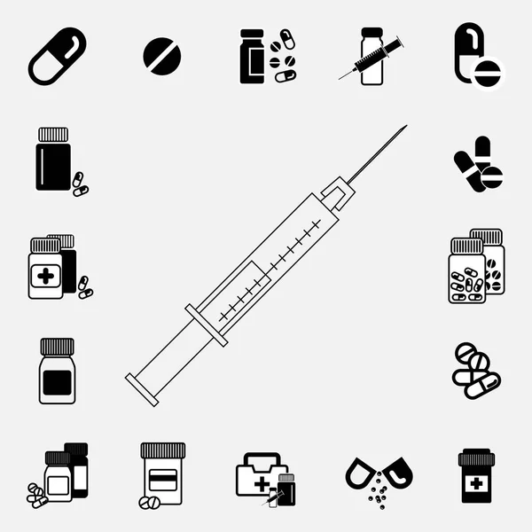 Czarno-biały ikona strzykawki — Wektor stockowy