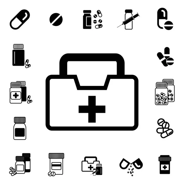 Lekarze torba z ikona wektor krzyż lub medycznych walizka — Wektor stockowy