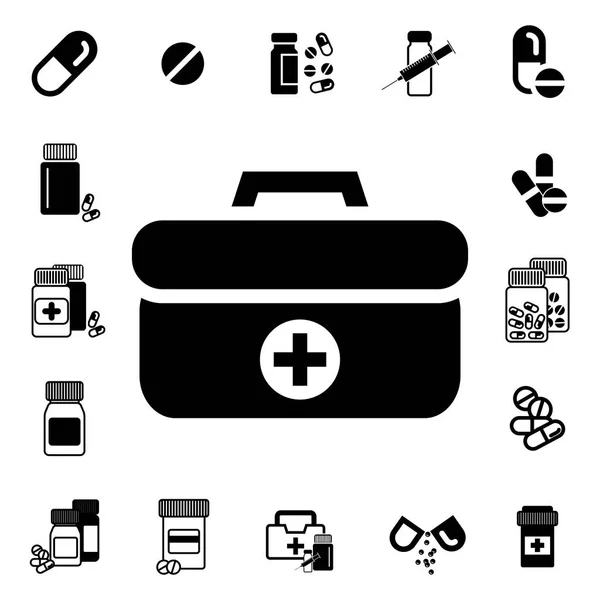 Artsen tas met kruis of medische koffer Vector Icon — Stockvector