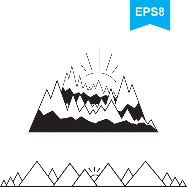 Icônes de montagne isolées — Image vectorielle