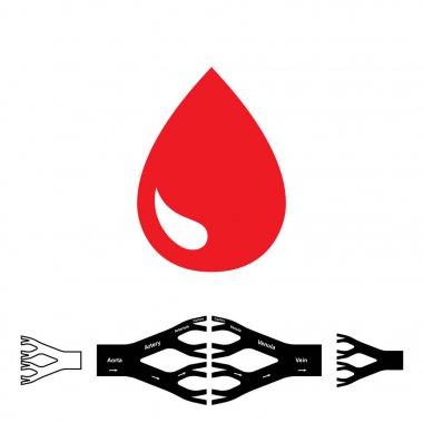 Bırak kan simgesi ve dolaşım sistemi vektör çizim