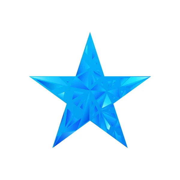 Low Poly Blue Star Mit Dreiecken Machen Flackernder Polygonaler Sternvektorhintergrund — Stockvektor