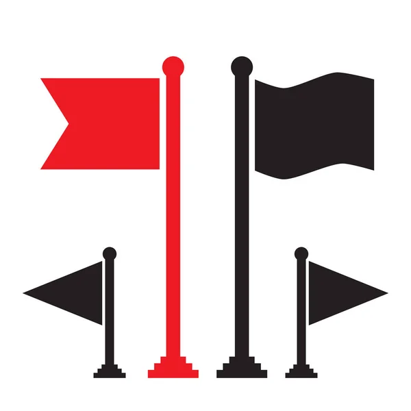 白い背景の分離された黒い旗と赤旗のベクトルのアイコン ロング ショット — ストックベクタ