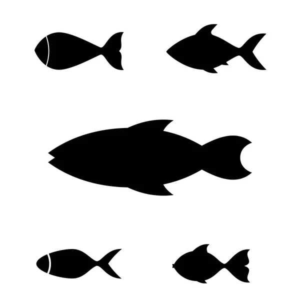 Balık Simgesini Veya Izole Logo Basit Siyah Vektör Simgesi — Stok Vektör