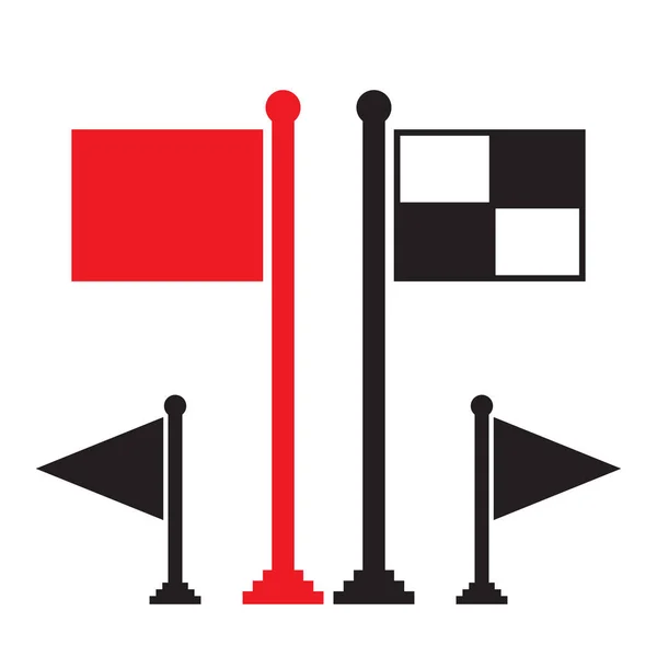 白い背景の分離された黒い旗と赤旗のベクトルのアイコン ロング ショット — ストックベクタ