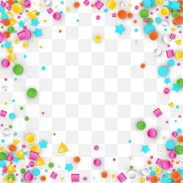 Fundo Confete Carnaval Colorido Feito Estrela Quadrado Triângulo Formas Geométricas — Vetor de Stock