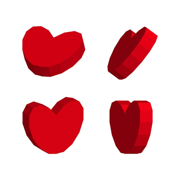 Corazones vectoriales 3d — Vector de stock