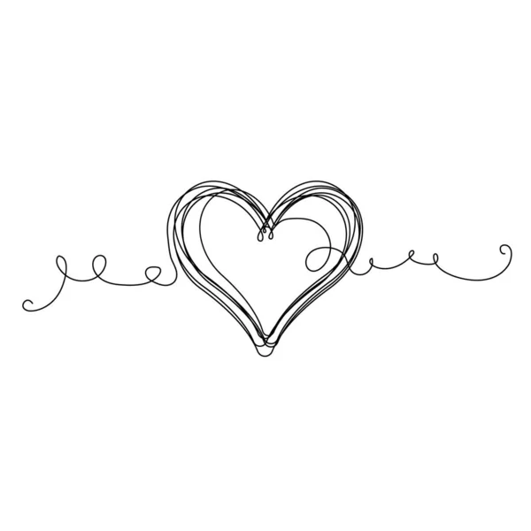Συνεχής Λεπτή Γραμμή Καρδιά Διανυσματική Απεικόνιση Μινιμαλιστικό Σκίτσο Αγάπη Doodle — Διανυσματικό Αρχείο