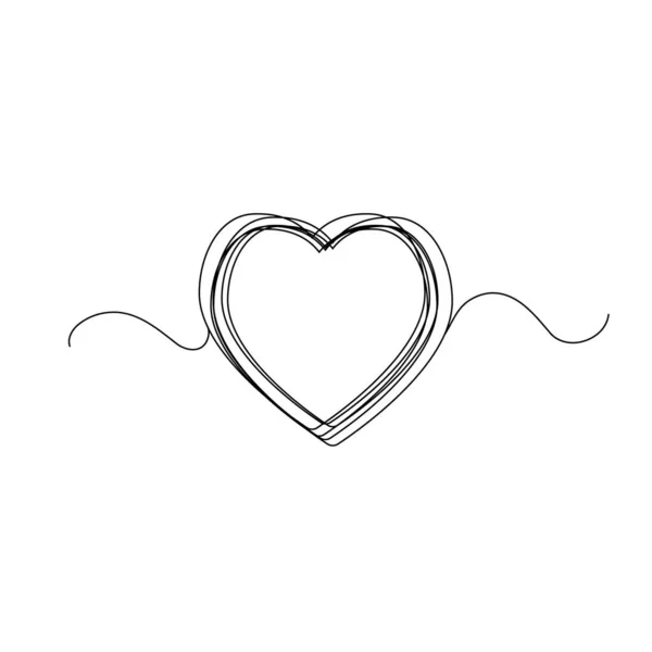 Kontinuierliche Dünne Linie Herz Vektor Illustration Minimalistische Liebe Skizze Doodle — Stockvektor