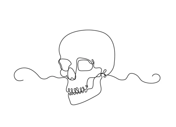 Непрерывная Тонкая Линия Векторной Иллюстрации Черепа Человека Минималистский Рисунок Черепа — стоковый вектор