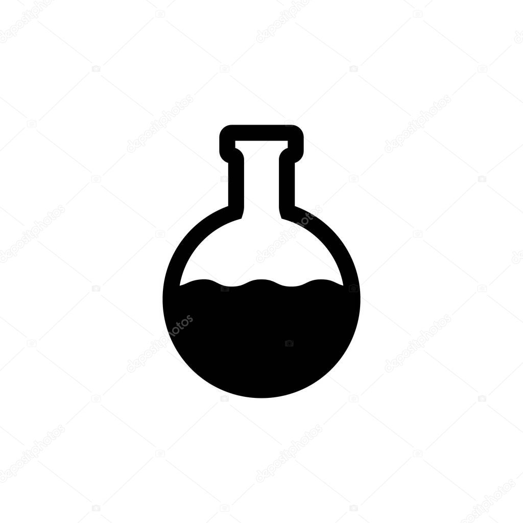 Flask vector icon, lab test tube symbol isolated on white background. Chemical beaker, medical research equipment, erlenmeyer logo