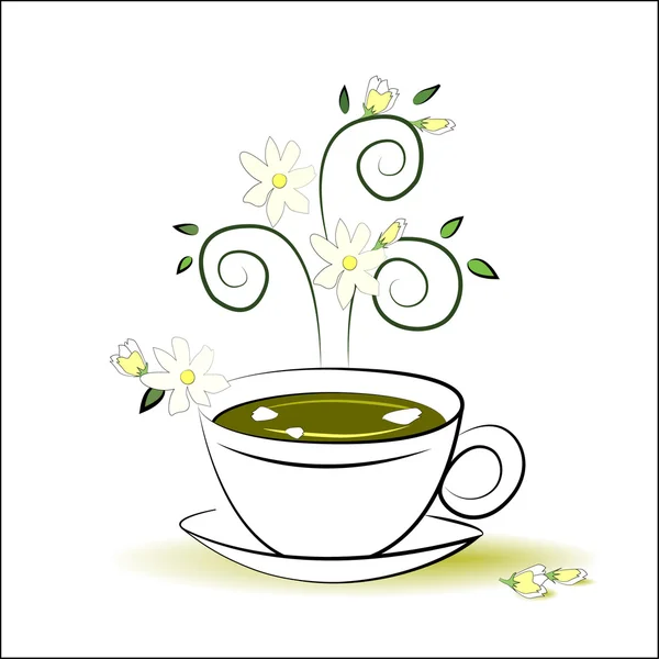 Yeşil çay Yasemin simgesiyle — Stok Vektör