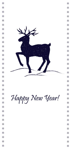 Elegante Weihnachtskarte mit Hirschsilhouette — Stockvektor