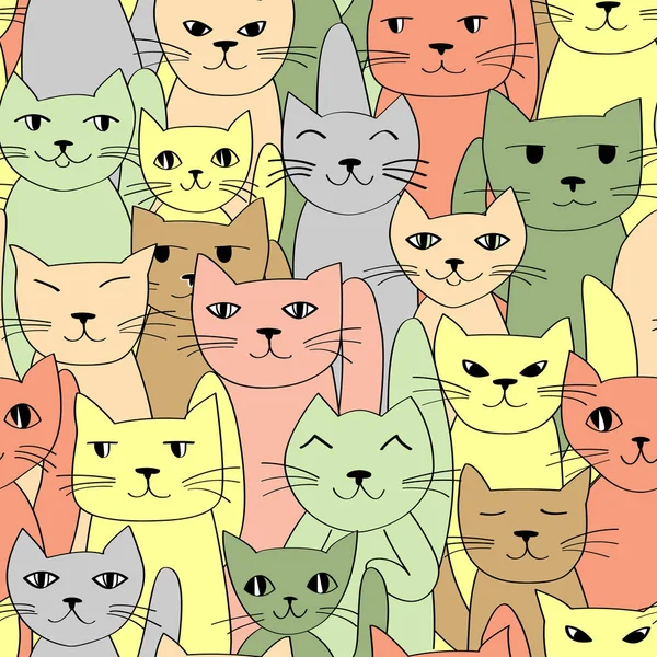 많은 고양이 완벽 한 패턴 — 스톡 벡터