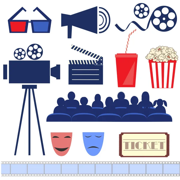 Retro movie set. Flat vector — Stock Vector