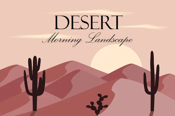 漫画ドゥナスとサボテンの砂漠の風景. — ストックベクタ