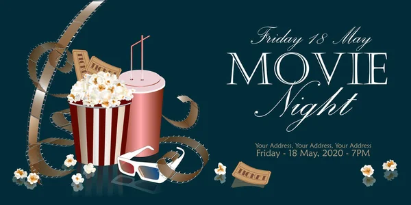 Cinema flyer with movie symbols — Stock Vector