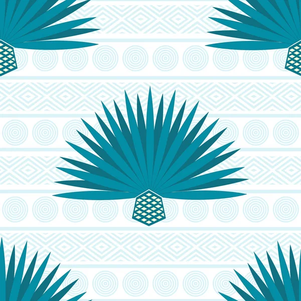 Abstract vector background with maguey. Seamless pattern with blue agave — Stock Vector