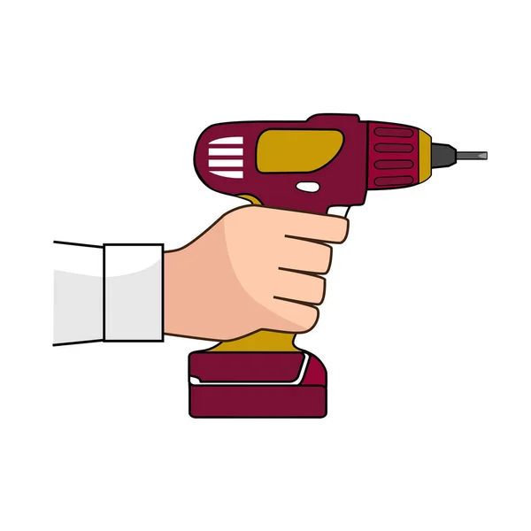 Al diablo con Gun Icon. Mano humana con llave de impacto o tornillo vector — Vector de stock