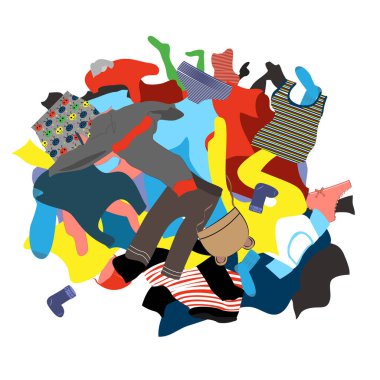 Illustration Featuring a Messy Pile of Dirty Laundry