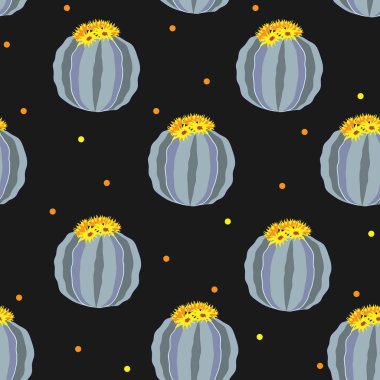 Kaktüs Seamless modeli. Doğa. Elle çizilmiş doodle Blooming kaktüsler. Vektör çiçek sonsuz arka plan