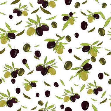 Zeytin dalı seamless modeli, zeytin arka plan. Akdeniz yemekleri duvar kağıdı. İllüstrasyon kaydırma, duvar kağıdı veya Yazdır.