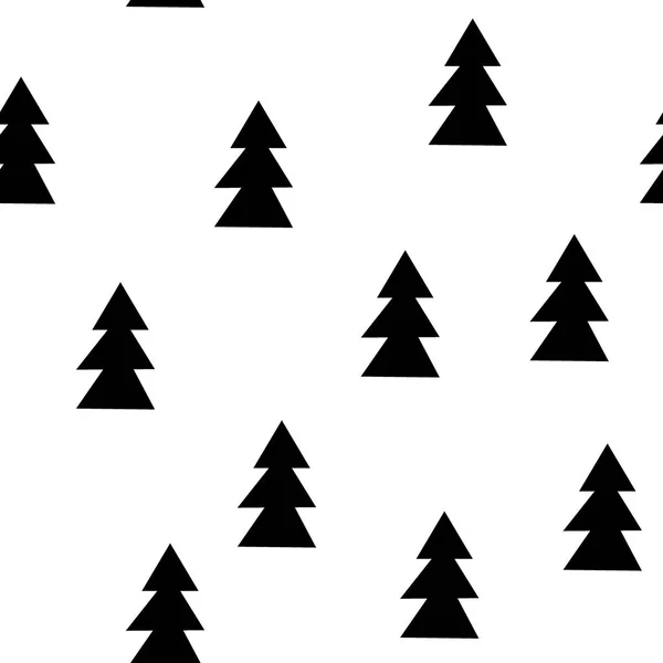 Seamless patterns with black fir-trees. Hand drawn new year background. Seamless graphic pattern. Ink illustration. — Stock Vector