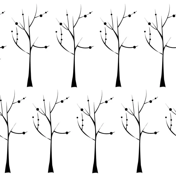 Bäume auf weißem Hintergrund nahtlose Muster. Pflanze nahtlose Textur. Handgezeichnete Wald Vektor Illustration. — Stockvektor