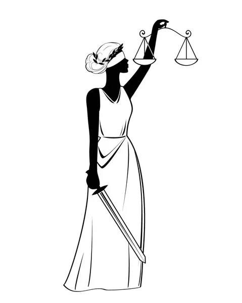 Εικονίδιο δικαιοσύνης άγαλμα, εικονογράφηση διάνυσμα, μαύρη πινακίδα σε απομονωμένες φόντο — Διανυσματικό Αρχείο