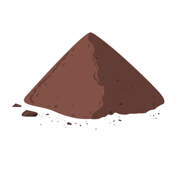 Montón de cacao en polvo. Cacao aislado sobre fondo blanco. Ilustración vectorial diseño plano — Archivo Imágenes Vectoriales