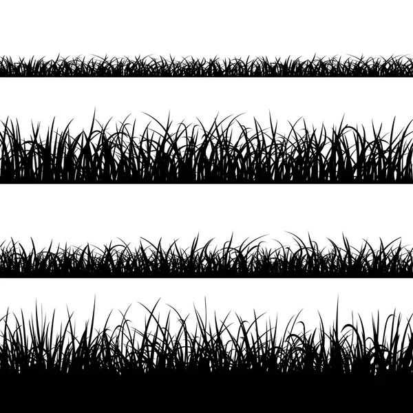 Set di silhouette di erba isolata su sfondo bianco. Illustrazione vettoriale stock — Vettoriale Stock
