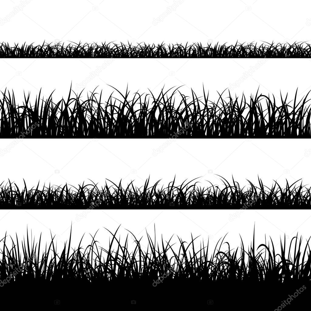 Set of silhouette of grass isolated on white background. Stock vector illustration