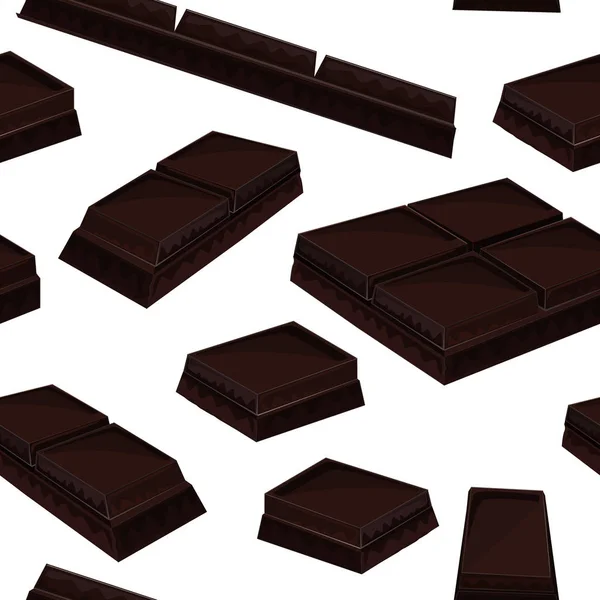 Fondo sin costuras con trozo de barras de chocolate negro — Vector de stock