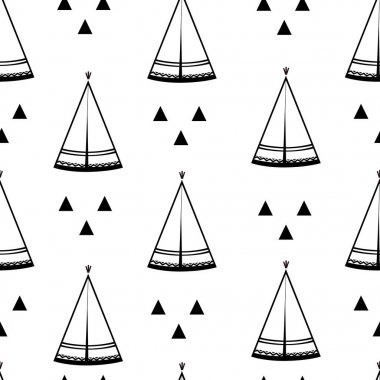 Teepee Kızılderili çadır seamless modeli