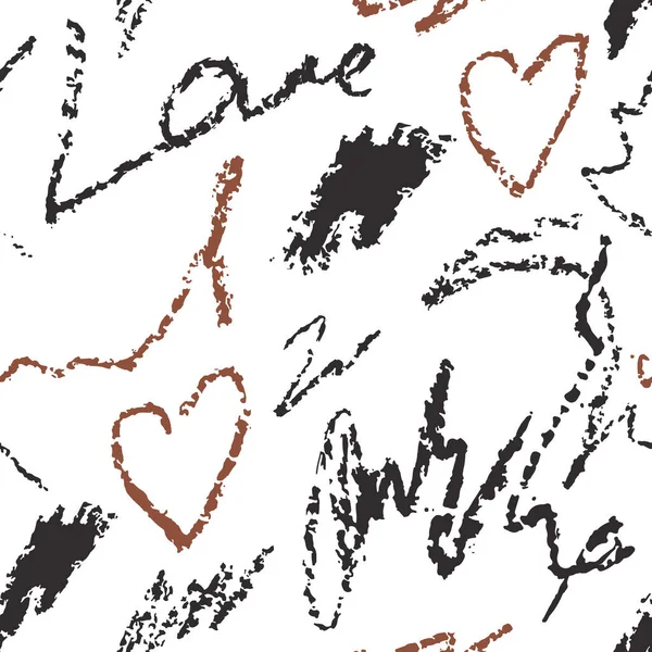 Αφηρημένη αδιάλειπτη μοτίβο με ζωγραφισμένα στο χέρι απομίμηση γραφής. Ξυρίσματα και λέξεις, διανυσματική απεικόνιση — Διανυσματικό Αρχείο